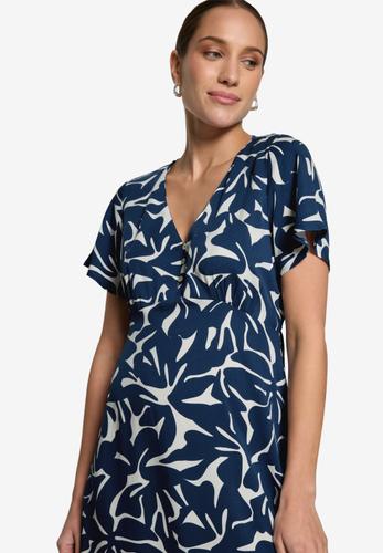 Minikleid  mit Blumenmuster 34 - Blue/cream