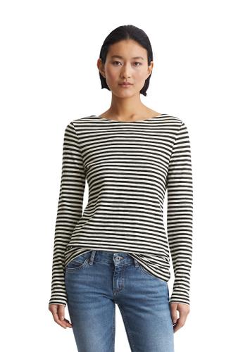 T-shirt, long sleeve, boat neck, striped