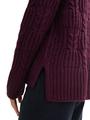 Strukturierter Pullover mit Schlitzen L Loose Fit - Black Berry Melange