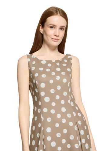 Cocktailkleid 46 A-Linie - Taupe/White