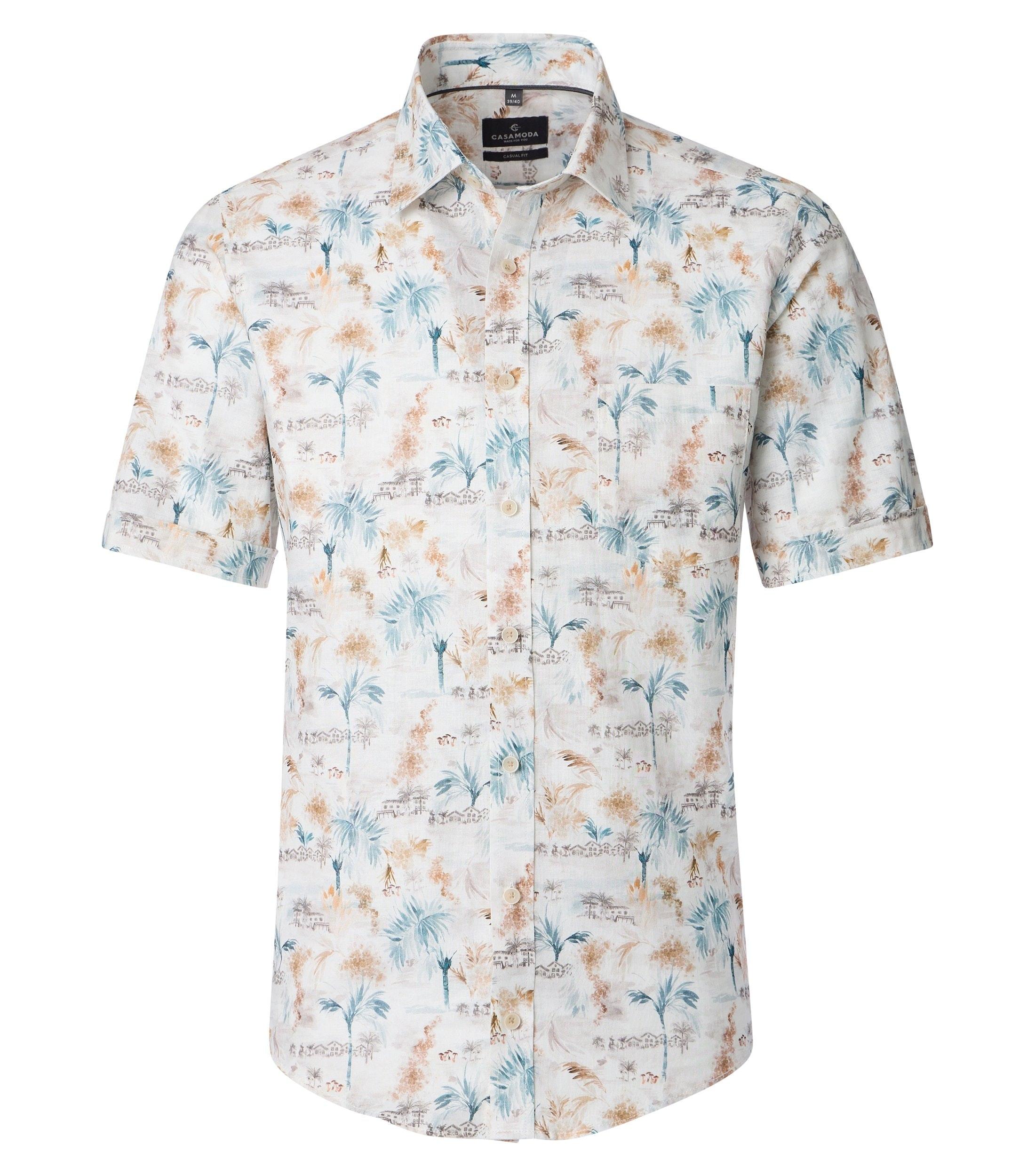 Leinenhemd Kurzarm XXL Casual Fit Short - Beige
