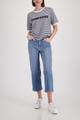 T-Shirt mit Struktur und Schriftzug 42 - Marine Ringel