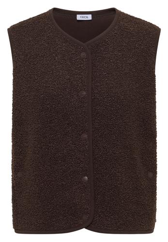 Weste aus Teddy-Material mit Rundhals XL - Macchiato Brown