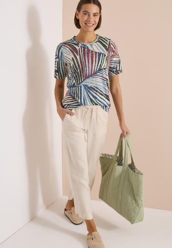 T-Shirt im Ausbrenner-Look mit Print XL - Palm Breeze Green