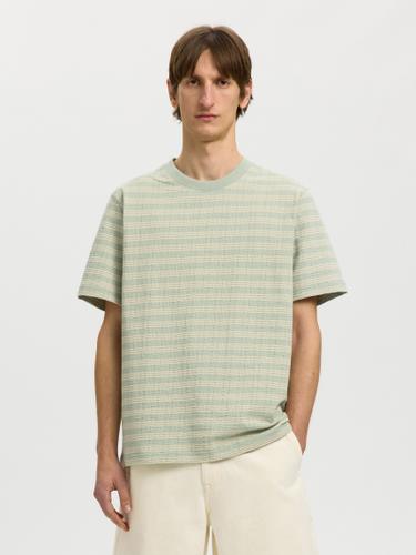 SLHELI SEERSUCKER SS O-NECK TEE XL Normal geschnitten - Aqua Gray