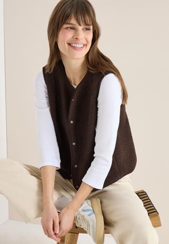 Weste aus Teddy-Material mit Rundhals XL - Macchiato Brown