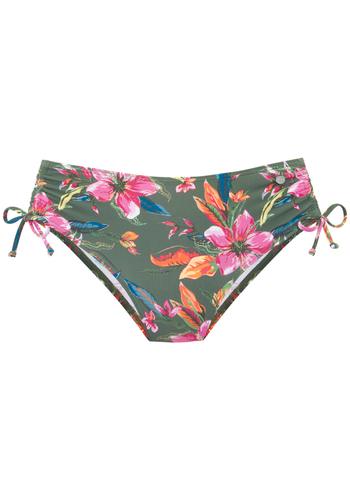 LASCANA Bikinihose mit Raffung 38 - Oliv Print