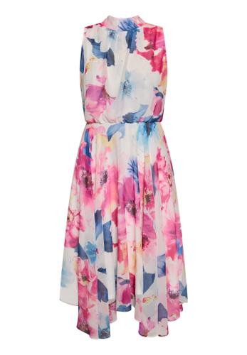 Chiffonkleid 42 Ausgestellt - Cream/Pink