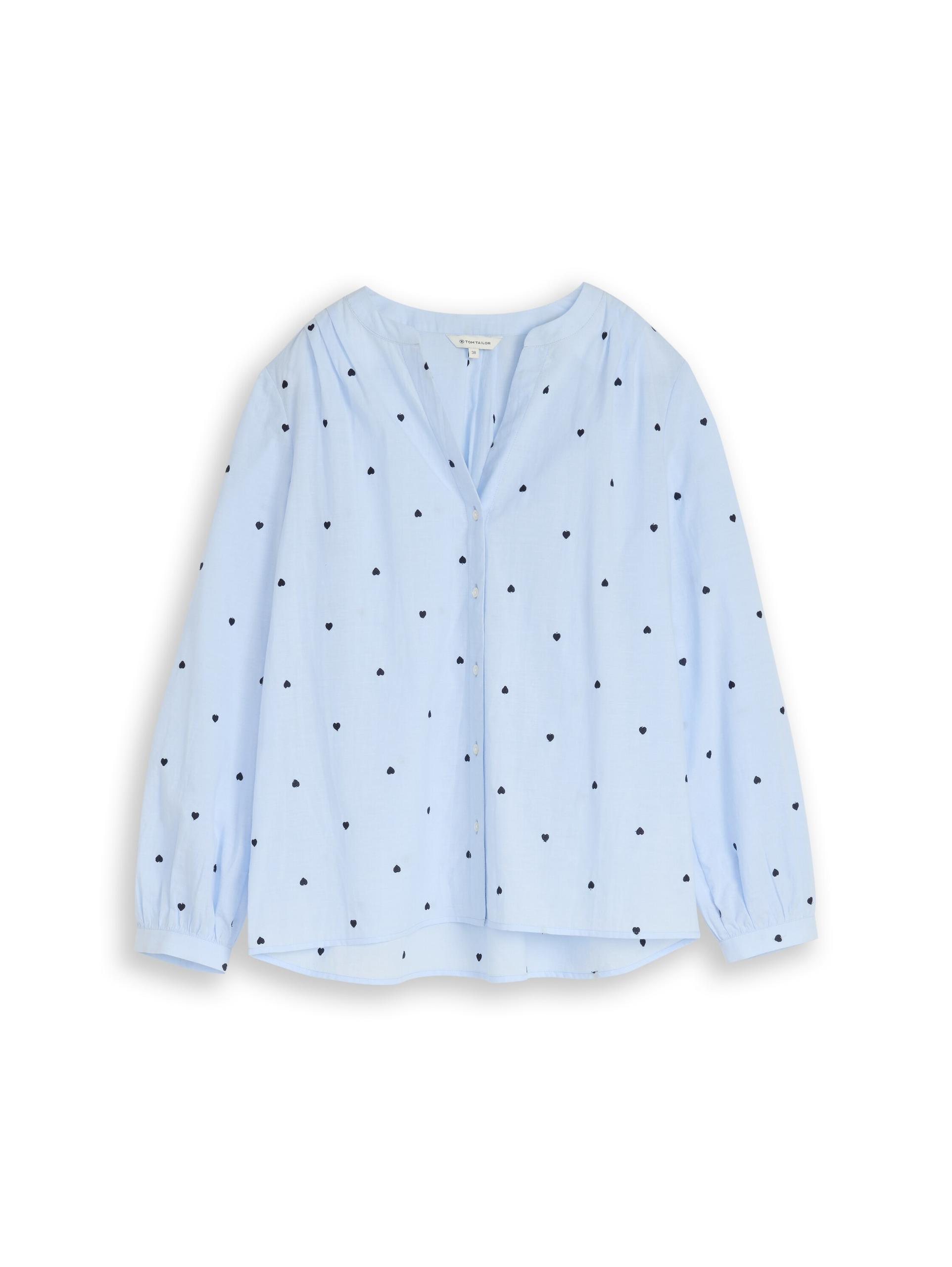 Bluse mit Herz-Stickerei 40 Regular Fit - Blue Heart Design