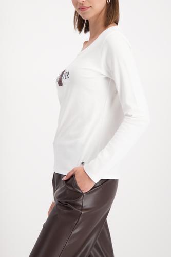 Langarmshirt mit Teddyprint 38 - Off-white
