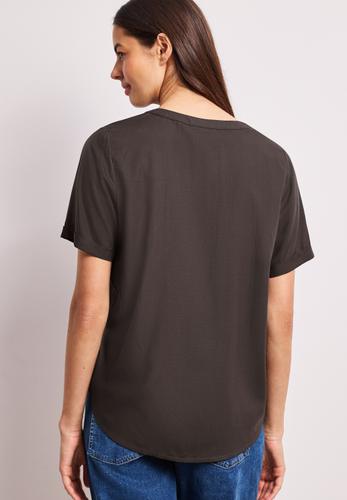 Kurzarm Bluse mit Turn-Up 36 - Espresso Brown