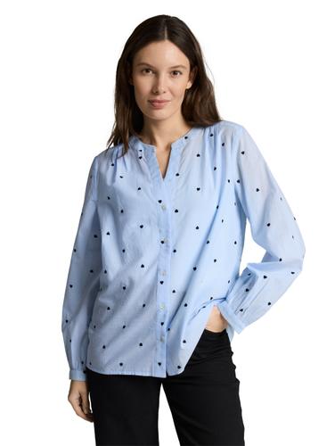 Bluse mit Herz-Stickerei 40 Regular Fit - Blue Heart Design