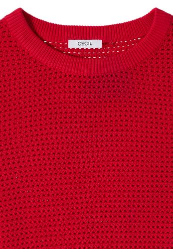 Kurzarm Pullover mit Struktur S - Glazed Apple Red