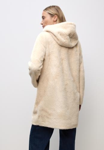 Fake Fur Mantel mit Kapuze