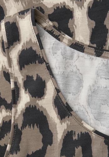 Basic Top mit Rundhals im Leo-Muster 42 - Timeless Beige