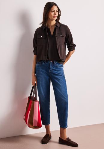 Kurzarm Bluse mit Turn-Up 36 - Espresso Brown