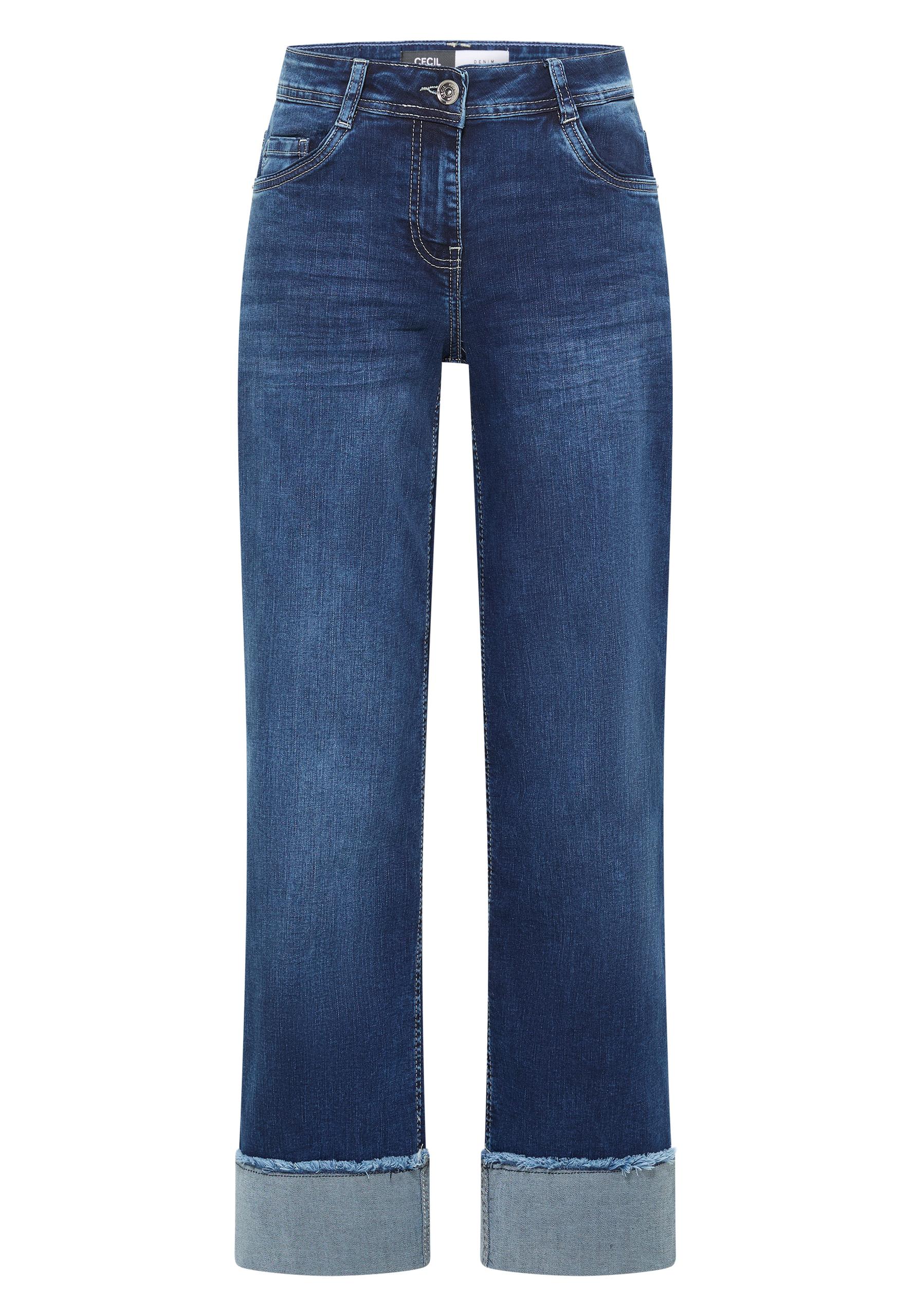 Wide Leg Washed-Look Jeans 31/30 - Mid Blue Used Wash