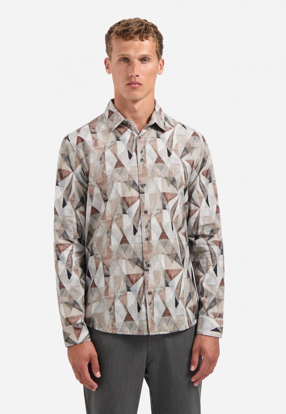 Shirt Allover Printed Fine Corduroy XL Regular Fit - Taupe