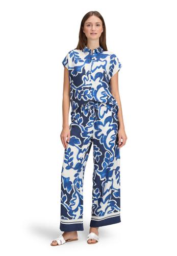Hemdbluse 46 Lässig - Weiß/Dunkelblau