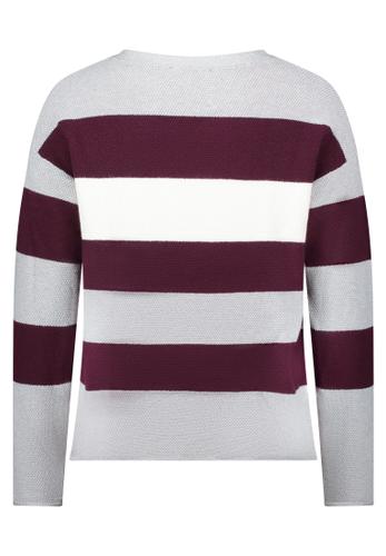 Strickpullover 38 Gerade - Grey/dark Red