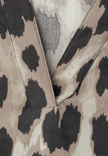 Bluse mit Split Neck und Animal Print 36 - Timeless Beige