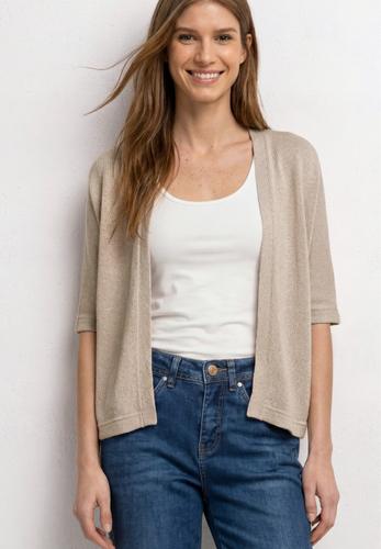 Kurzarm Jacke im Strick-Look mit Glitzer