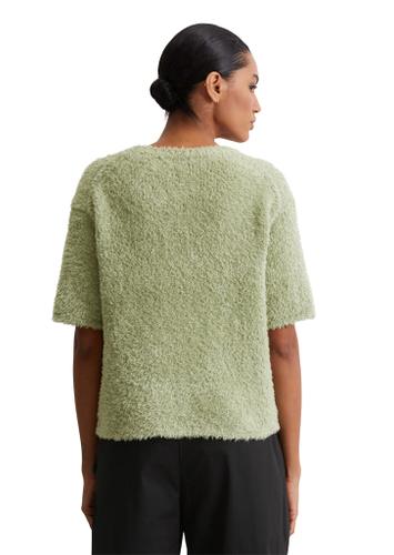 Fuzzy-Knit-Kurzarm-Pullover loose S Relaxed Fit - Smooth Sage