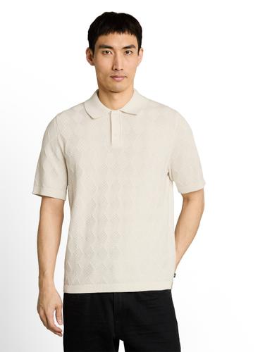 Strickpullover mit Polokragen L Regular Fit - Gardenia White