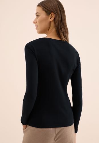 Cecil Rundhalsshirt »Pia«, Basic-Langarmshirt