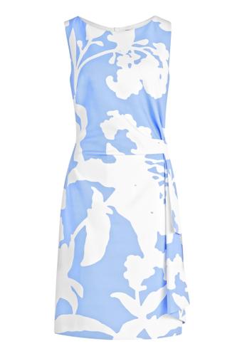 Cocktailkleid 46 Figurumspielend - Blau/Weiß