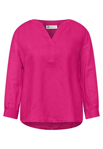 Bluse mit Split Neck aus Leinenmix