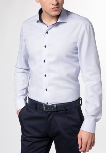 ETERNA LANGARM HEMD SLIM FIT FANTASIEBINDUNG HELLBLAU STRUKTURIERT blau blau