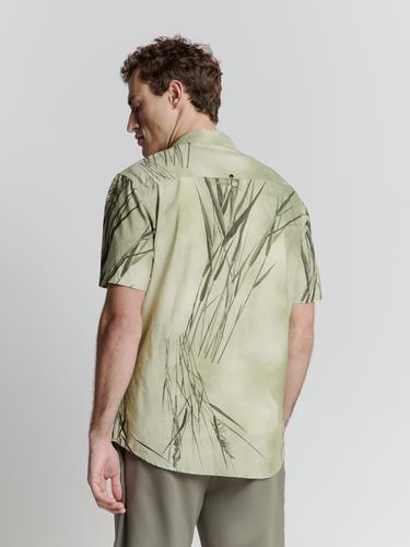 Shirt Short Sleeve Revers Collar Allover Printed L Regular Fit - Mint