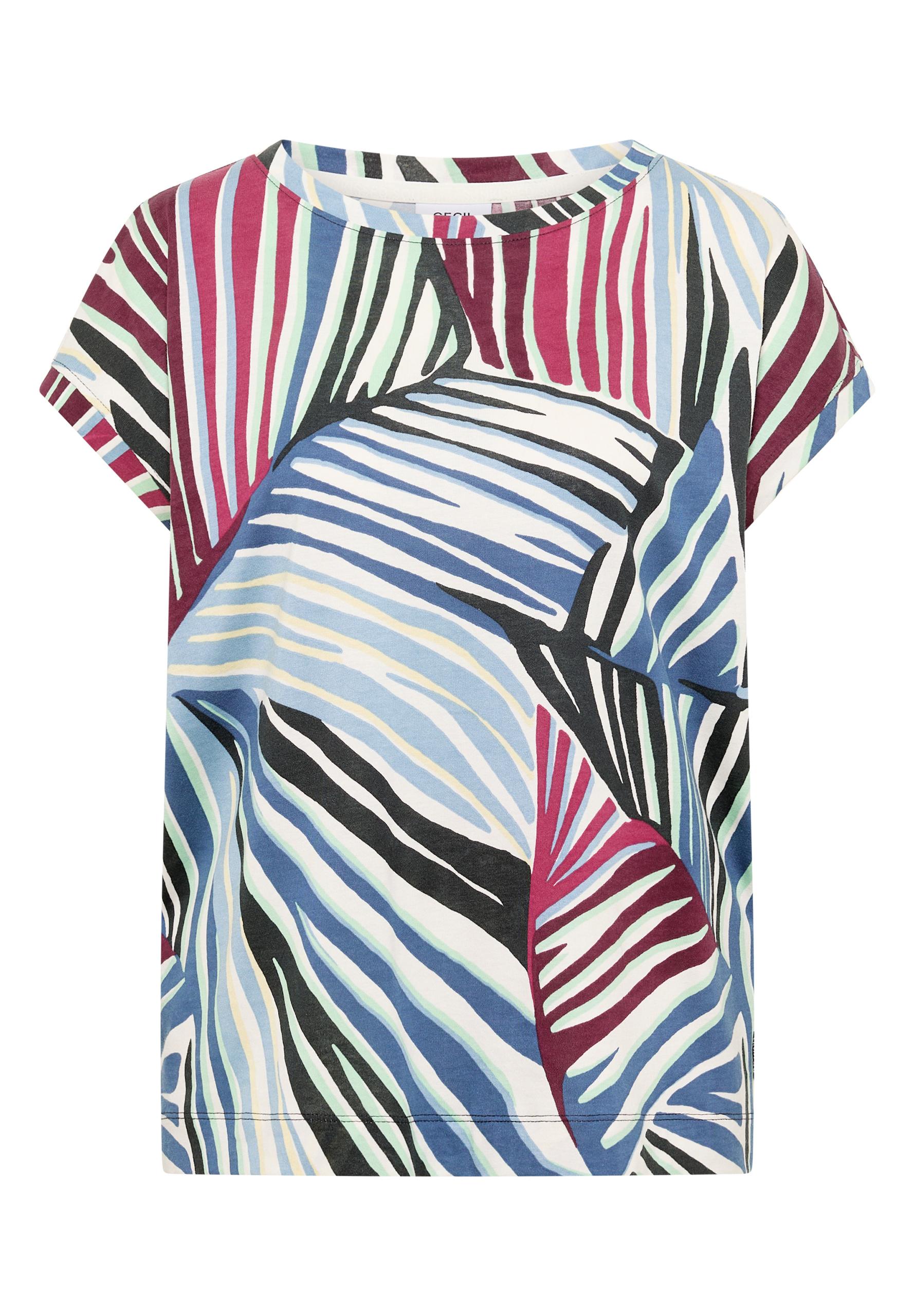 T-Shirt mit Boatneck und Grafikprint S - Palm Breeze Green