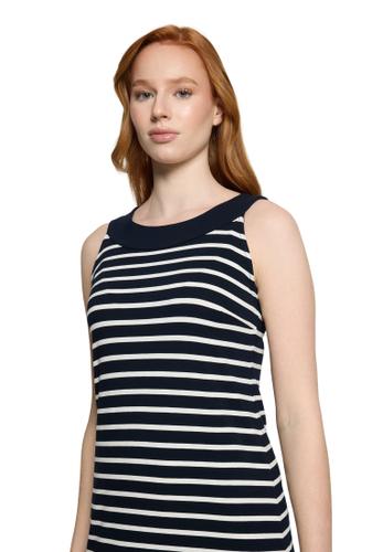 Sommerkleid 40 Leicht tailliert - Dunkelblau/Weiß