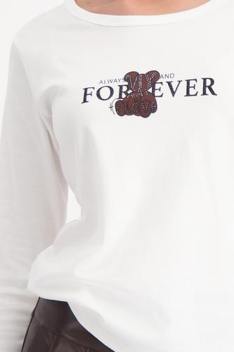 Langarmshirt mit Teddyprint 38 - Off-white