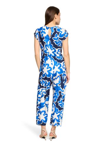 Jumpsuit 40 Tailliert - Weiß/dunkelblau