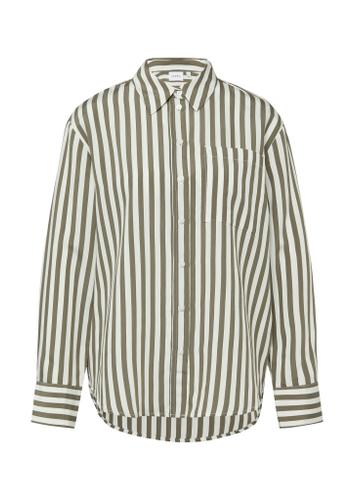 Bluse 38 - Olive|weiß