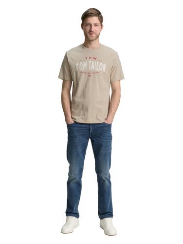 T-Shirt mit Logo-Print M Regular Fit - Cashew Beige