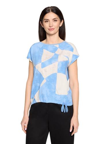 Patchwork-Shirt S Lässig - Blau/Weiß