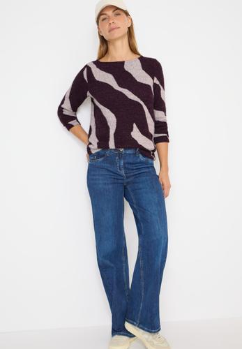 Gemustertes Federgarn Shirt L - Eggplant Red