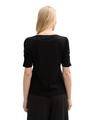T-Shirt mit Raffärmeln L Regular Fit - Deep Black