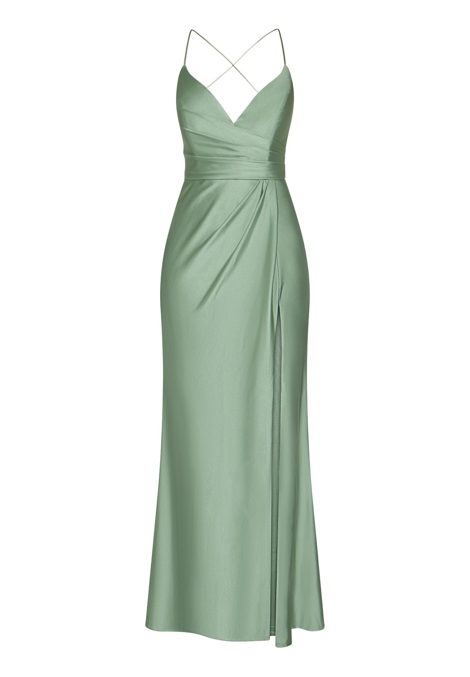 Kleid gefüttert, lang 38 - Foggy Green