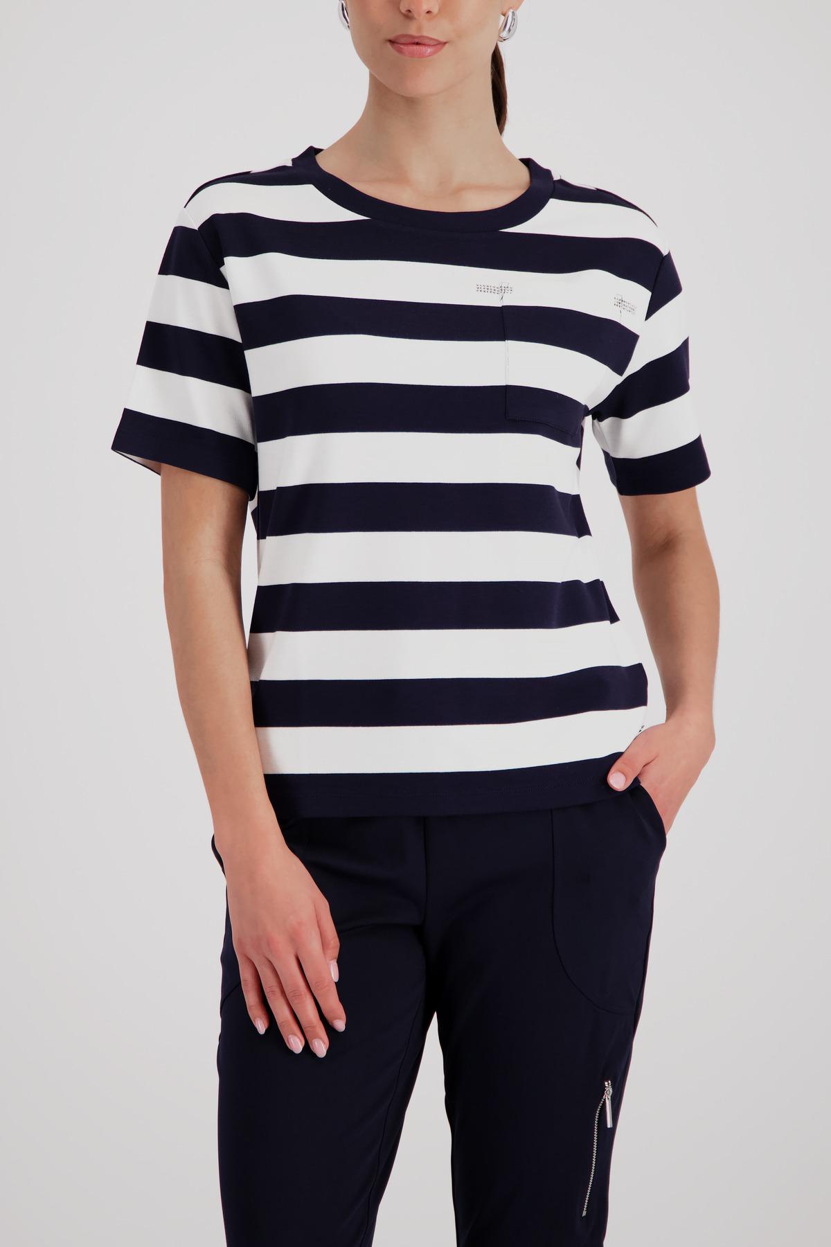 Sweatshirt mit Brusttasche 38 - Marine Ringel