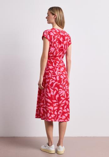 Midi-Kleid mit Split Neck und Print