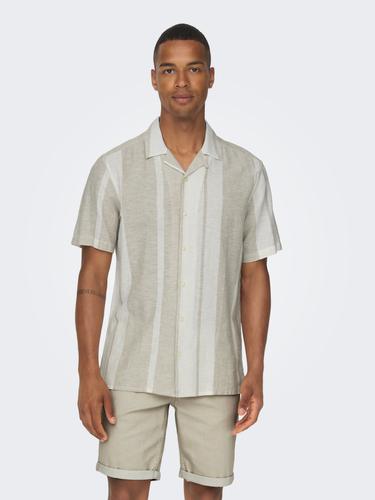 ONSCAIDEN LIFE STRIPE RES LINENBLENDNOOS S Normal geschnitten - Vintage Khaki