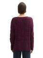 Strukturierter Pullover mit Schlitzen L Loose Fit - Black Berry Melange