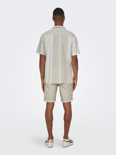ONSCAIDEN LIFE STRIPE RES LINENBLENDNOOS S Normal geschnitten - Vintage Khaki