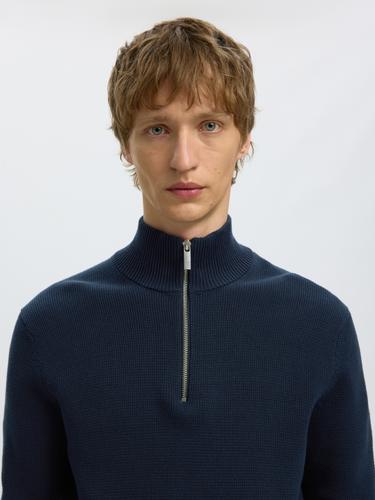 SLHDANE LS KNIT STRUCTURE HALF ZIP NOOS