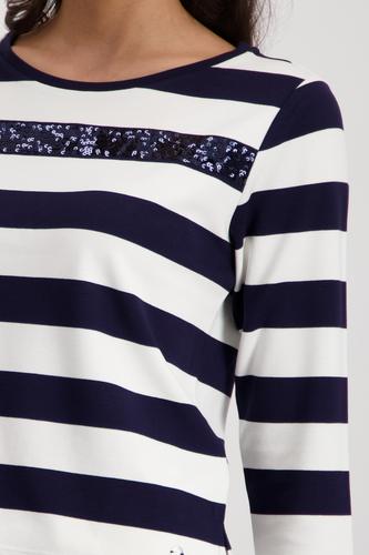 Sweatshirt mit Pailletten-Streifen 42 - Marine Ringel